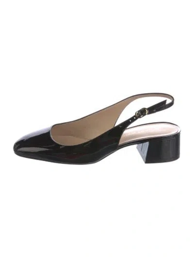 Pre-owned Stuart Weitzman Patent Leather Slingback Pumps In Black
