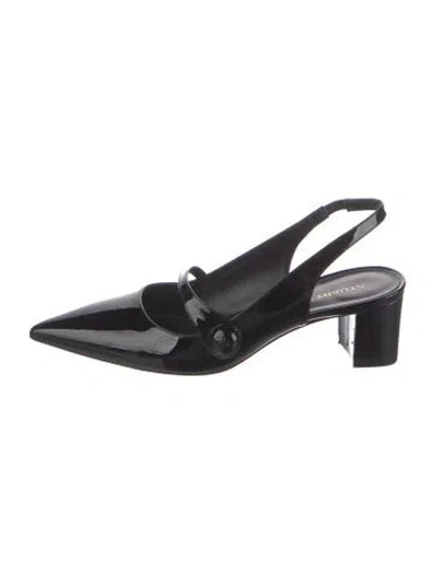 Pre-owned Stuart Weitzman Patent Leather Slingback Pumps In Black