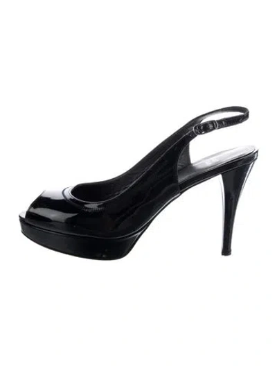 Pre-owned Stuart Weitzman Patent Leather Slingback Pumps In Blue