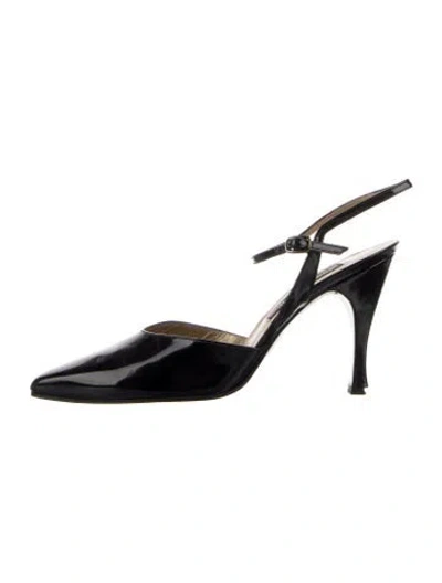 Pre-owned Stuart Weitzman Patent Leather Slingback Pumps In Blue