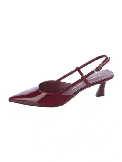 Pre-owned Stuart Weitzman Patent Leather Slingback Pumps In Burgundy