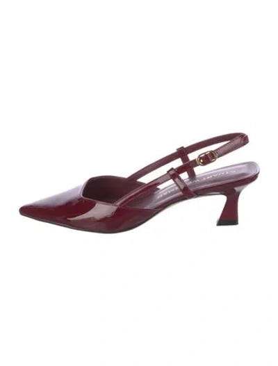 Pre-owned Stuart Weitzman Patent Leather Slingback Pumps In Burgundy