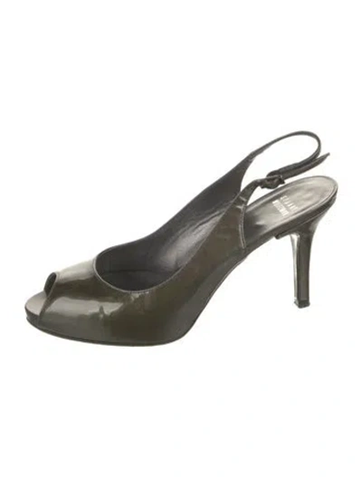 Pre-owned Stuart Weitzman Patent Leather Slingback Pumps In Green