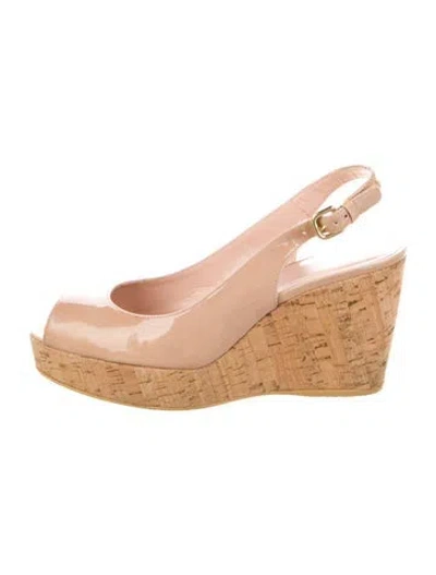 Pre-owned Stuart Weitzman Patent Leather Slingback Pumps In Neutral