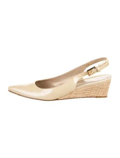 Pre-owned Stuart Weitzman Patent Leather Slingback Pumps In Yellow