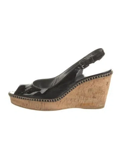 Pre-owned Stuart Weitzman Patent Leather Slingback Sandals