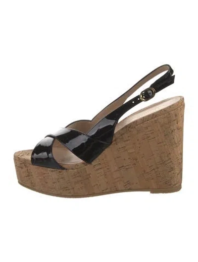Pre-owned Stuart Weitzman Patent Leather Slingback Sandals