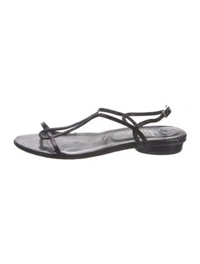 Pre-owned Stuart Weitzman Patent Leather Slingback Sandals In Black