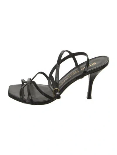 Pre-owned Stuart Weitzman Patent Leather Slingback Sandals In Black