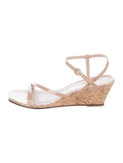 Pre-owned Stuart Weitzman Patent Leather Slingback Sandals In Neutral