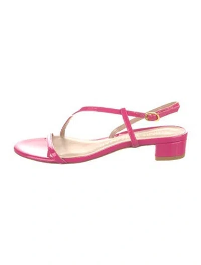Pre-owned Stuart Weitzman Patent Leather Slingback Sandals In Pink