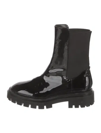Pre-owned Stuart Weitzman Patent Leather Sock Boots In Black