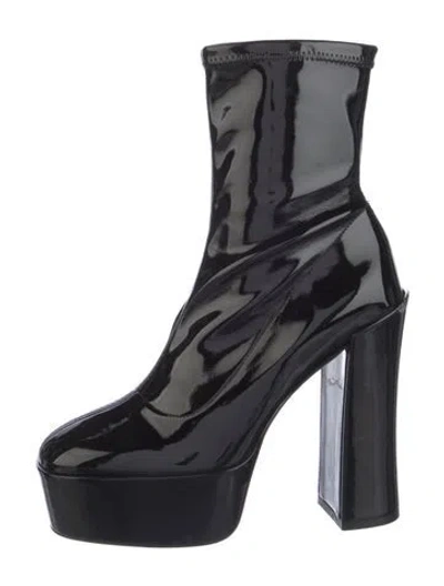 Pre-owned Stuart Weitzman Patent Leather Sock Boots In Black
