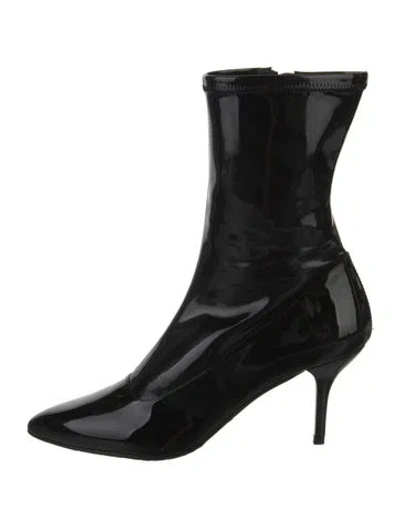 Pre-owned Stuart Weitzman Patent Leather Sock Boots In Black