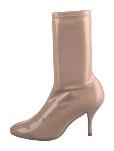 Pre-owned Stuart Weitzman Patent Leather Sock Boots In Neutral