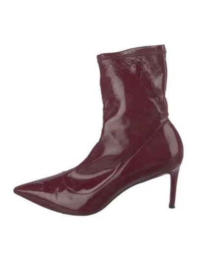 Pre-owned Stuart Weitzman Patent Leather Sock Boots In Red