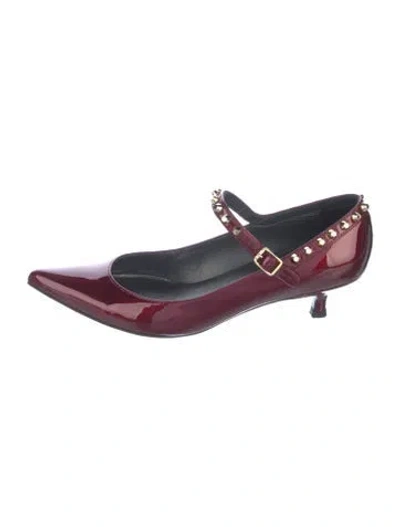 Pre-owned Stuart Weitzman Patent Leather Studded Accents Pumps In Burgundy