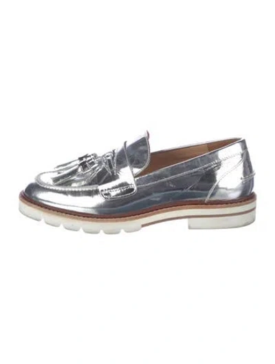 Pre-owned Stuart Weitzman Patent Leather Tassel Accents Loafers