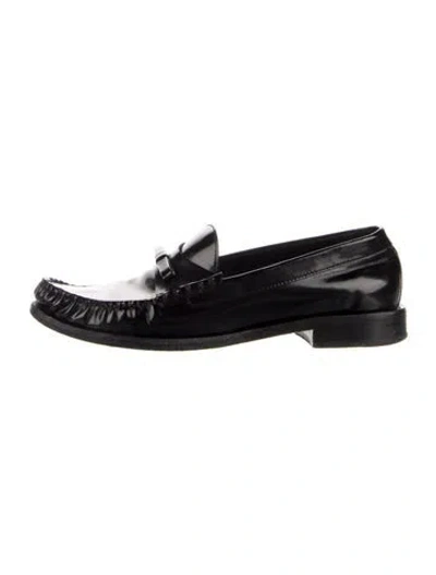 Pre-owned Stuart Weitzman Patent Leather Tassel Accents Loafers In Black
