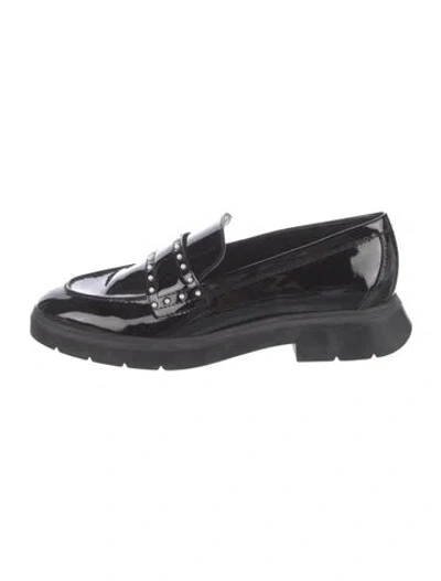 Pre-owned Stuart Weitzman Patent Leather Tassel Accents Loafers In Black