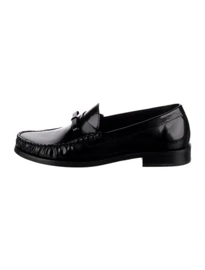Pre-owned Stuart Weitzman Patent Leather Tassel Accents Loafers In Black