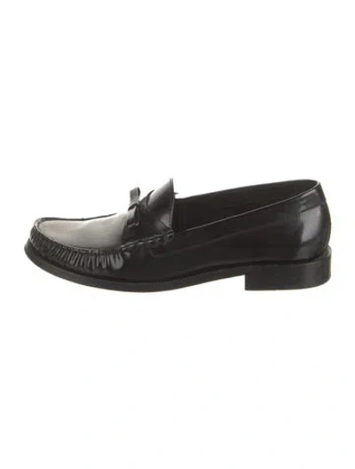 Pre-owned Stuart Weitzman Patent Leather Tassel Accents Loafers In Black