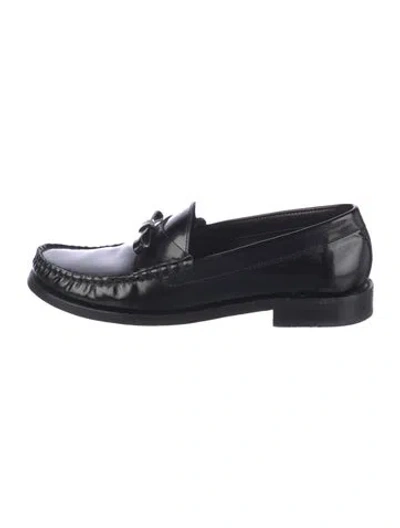 Pre-owned Stuart Weitzman Patent Leather Tassel Accents Loafers In Black