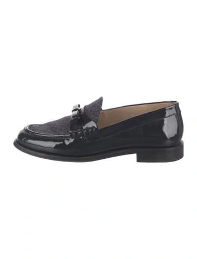 Pre-owned Stuart Weitzman Patent Leather Tassel Accents Loafers In Blue