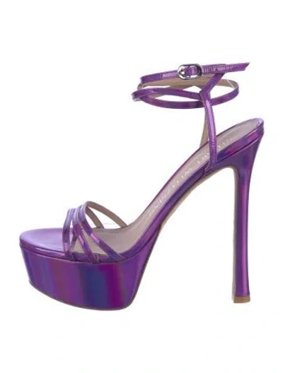 Pre-owned Stuart Weitzman Patent Leather Tie-dye Print Sandals