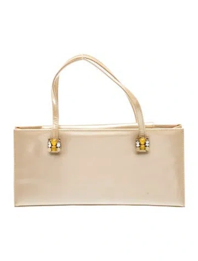 Pre-owned Stuart Weitzman Patent Leather Top Handle Bag In Neutral