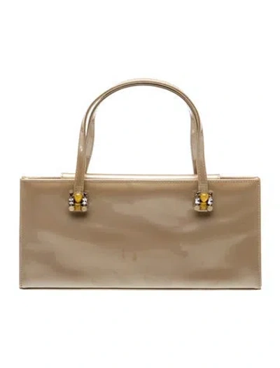 Pre-owned Stuart Weitzman Patent Leather Top Handle Bag In Neutral