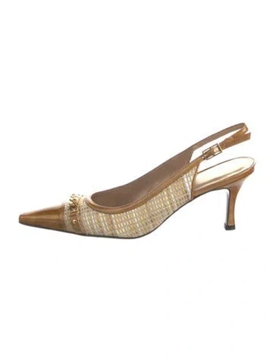 Pre-owned Stuart Weitzman Patterned Chain-link Accents Slingback Pumps