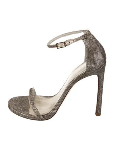 Pre-owned Stuart Weitzman Patterned Crystal Embellishments D'orsay Pumps In Neutral