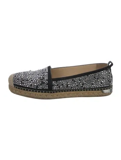 Pre-owned Stuart Weitzman Patterned Crystal Embellishments Espadrilles In Black