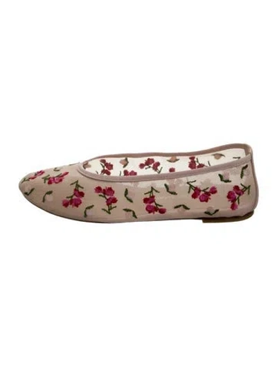 Pre-owned Stuart Weitzman Patterned Embroidered Accent Ballet Flats In Neutrals