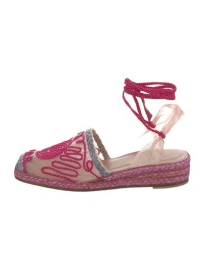 Pre-owned Stuart Weitzman Patterned Espadrilles In Pink