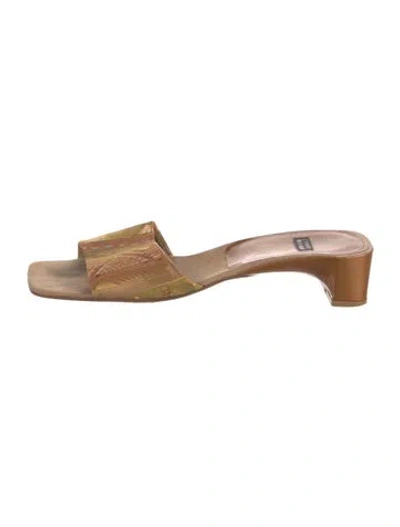 Pre-owned Stuart Weitzman Patterned Slides In Neutrals