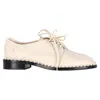 Stuart Weitzman Pearl Accent Brogues In Nude Leather In Brown