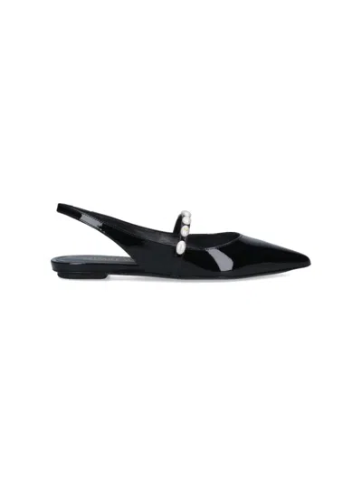 STUART WEITZMAN STUART WEITZMAN PEARL DETAIL SLINGBACKS – BLACK