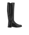 Stuart Weitzman Elegant Riding Boots With Pearl Detail In Black