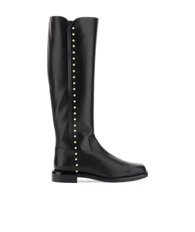 STUART WEITZMAN PEARL-EMBELLISHED DETAIL BOOTS