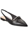 Stuart Weitzman Pearl Leather Slingback Flat In Black