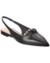 Stuart Weitzman Pearl Leather Slingback Flat In Black
