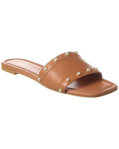 Stuart Weitzman Pearl Slide Leather Sandal In Brown