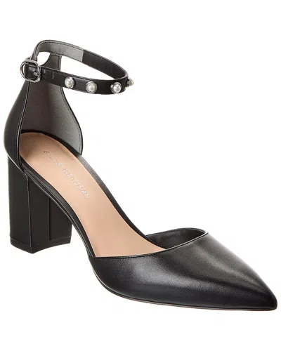 STUART WEITZMAN PEARL STRAP BLOCK 75 LEATHER PUMP