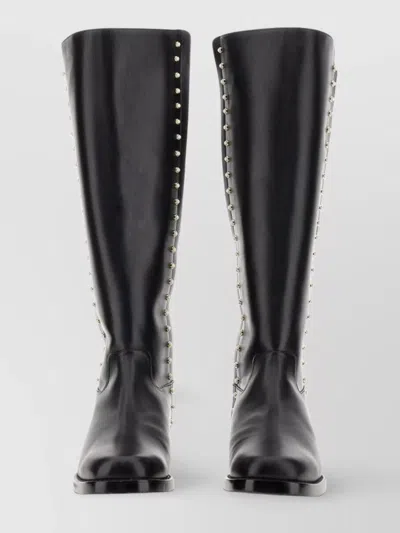 Stuart Weitzman Pearl Studded Knee-high Leather Boots