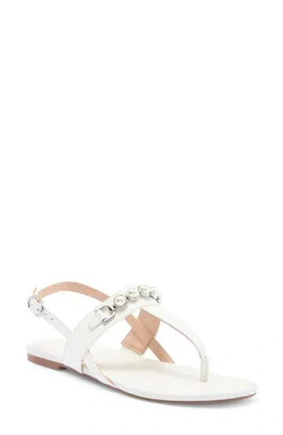 Stuart Weitzman Pearla T-strap Slingback Sandal In White