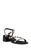 Stuart Weitzman Pearlita 35 Faux Pearl-embellished Suede Sandals In Black
