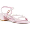 Stuart Weitzman Pearlita 35 Faux Pearl-embellished Suede Sandals In Blossom