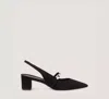 Stuart Weitzman Pearlita 50 Block Slingback In Black